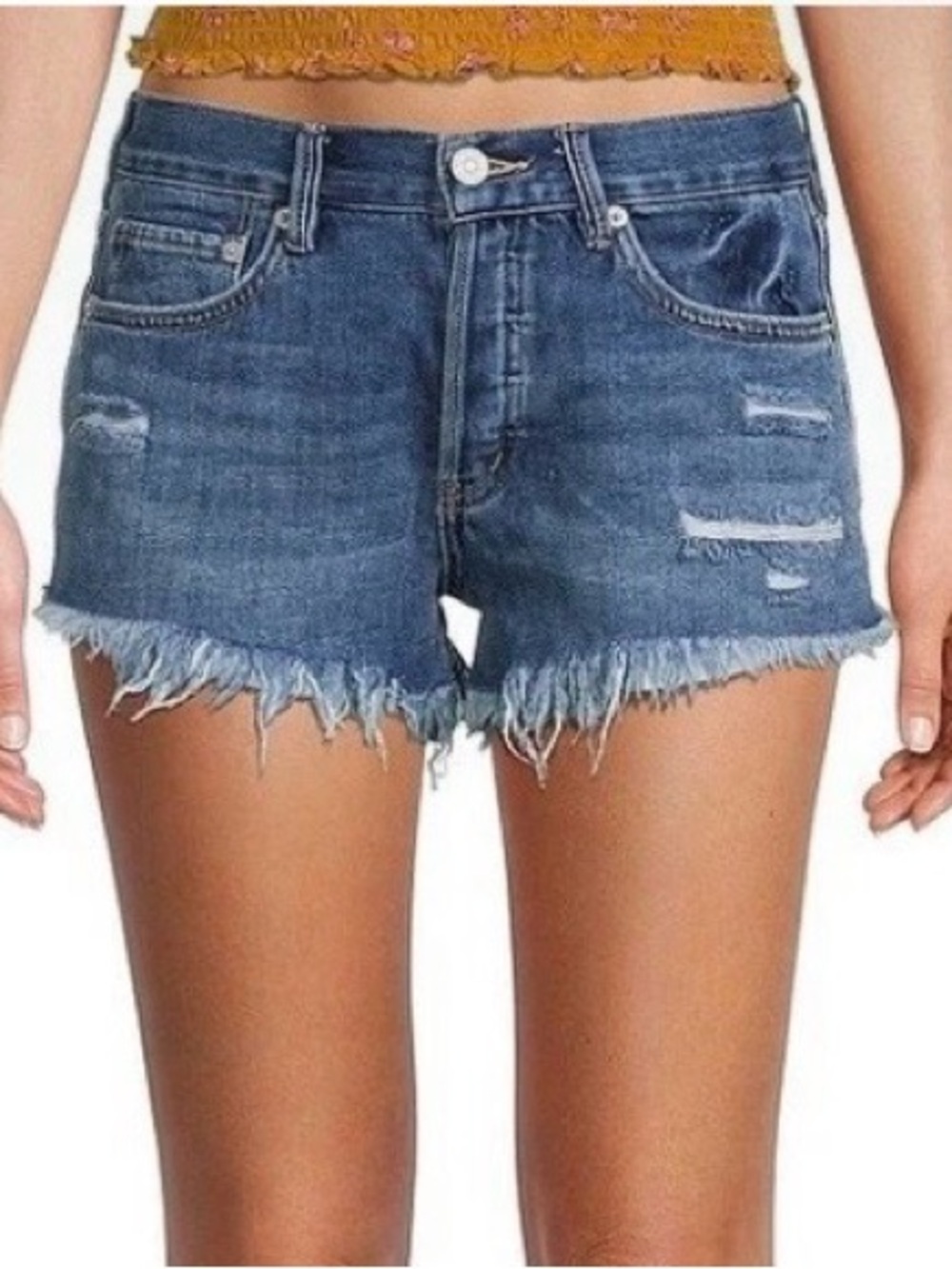 FREE PEOPLE Loving Good Vibrations Cut Off Jean Denim Shorts 31